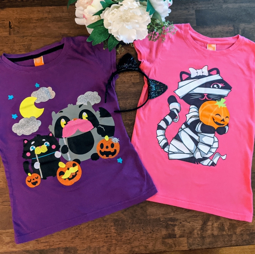 Girl's Halloween kitty t-shirts size medium 7/8